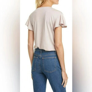 Ted Baker | women’s Beaded Detail Flounce Sleeve Top | Color Dusty pink| Size 0